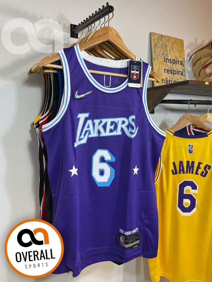 Regata NBA Lakers Edição Diamante 75 anos City 21/22 Lebron James 6 Roxa