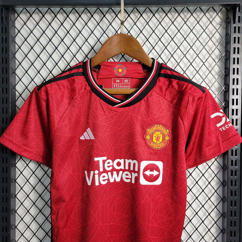 Conjunto Infantil Manchester United I 23/24 Torcedor Unissex