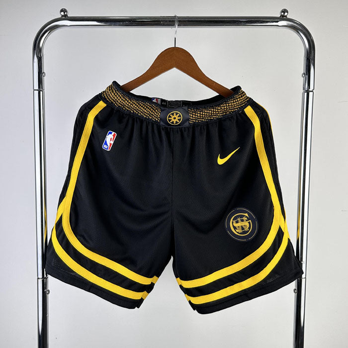 Short NBA Golden State Warriors City Edition 23/24 Preto e Amarelo